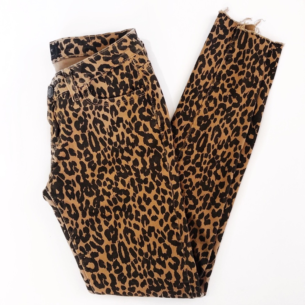 Chiqle Leopard Low Rise Cropped Skinny Jeans